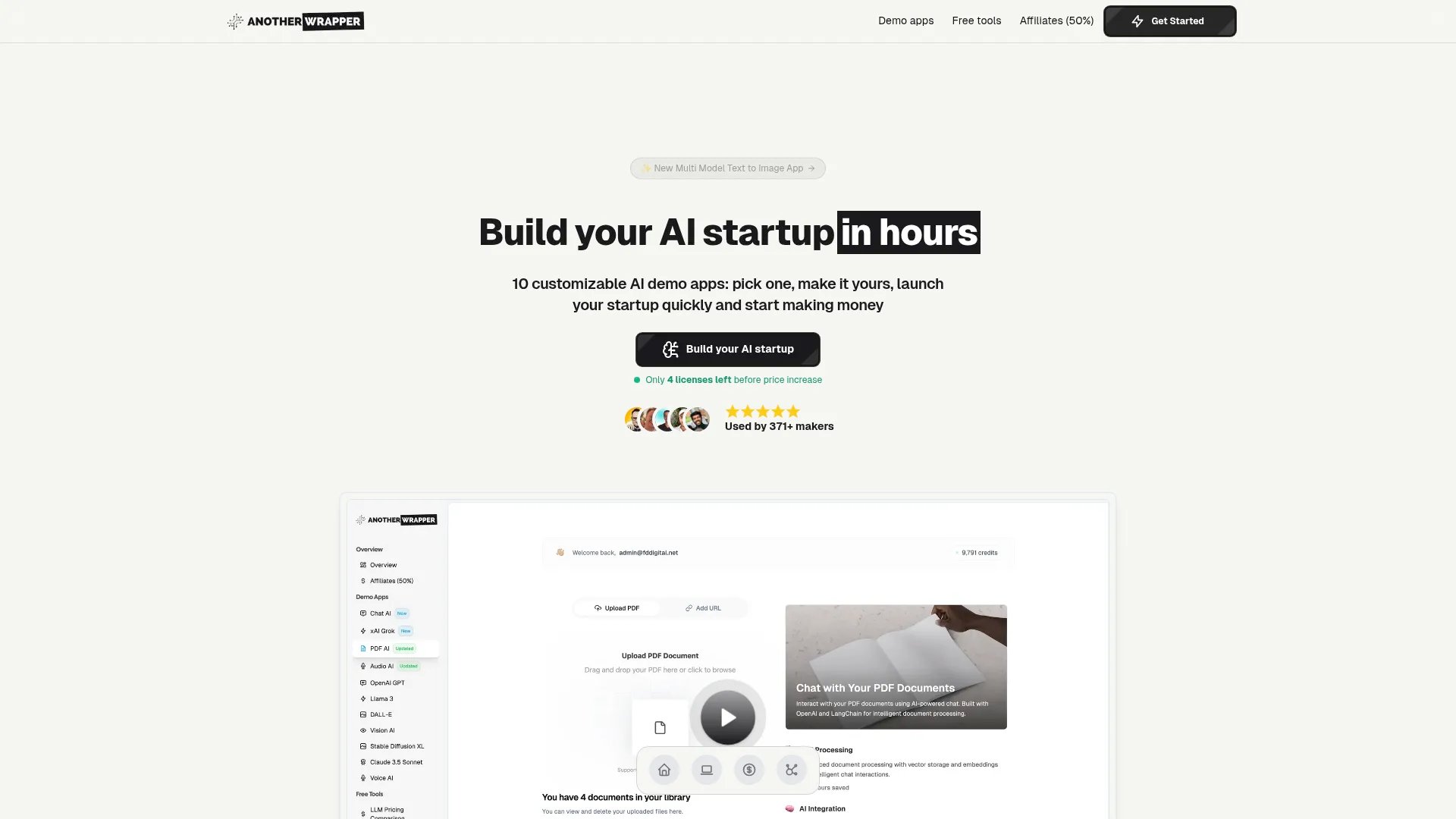 AnotherWrapper homepage screenshot