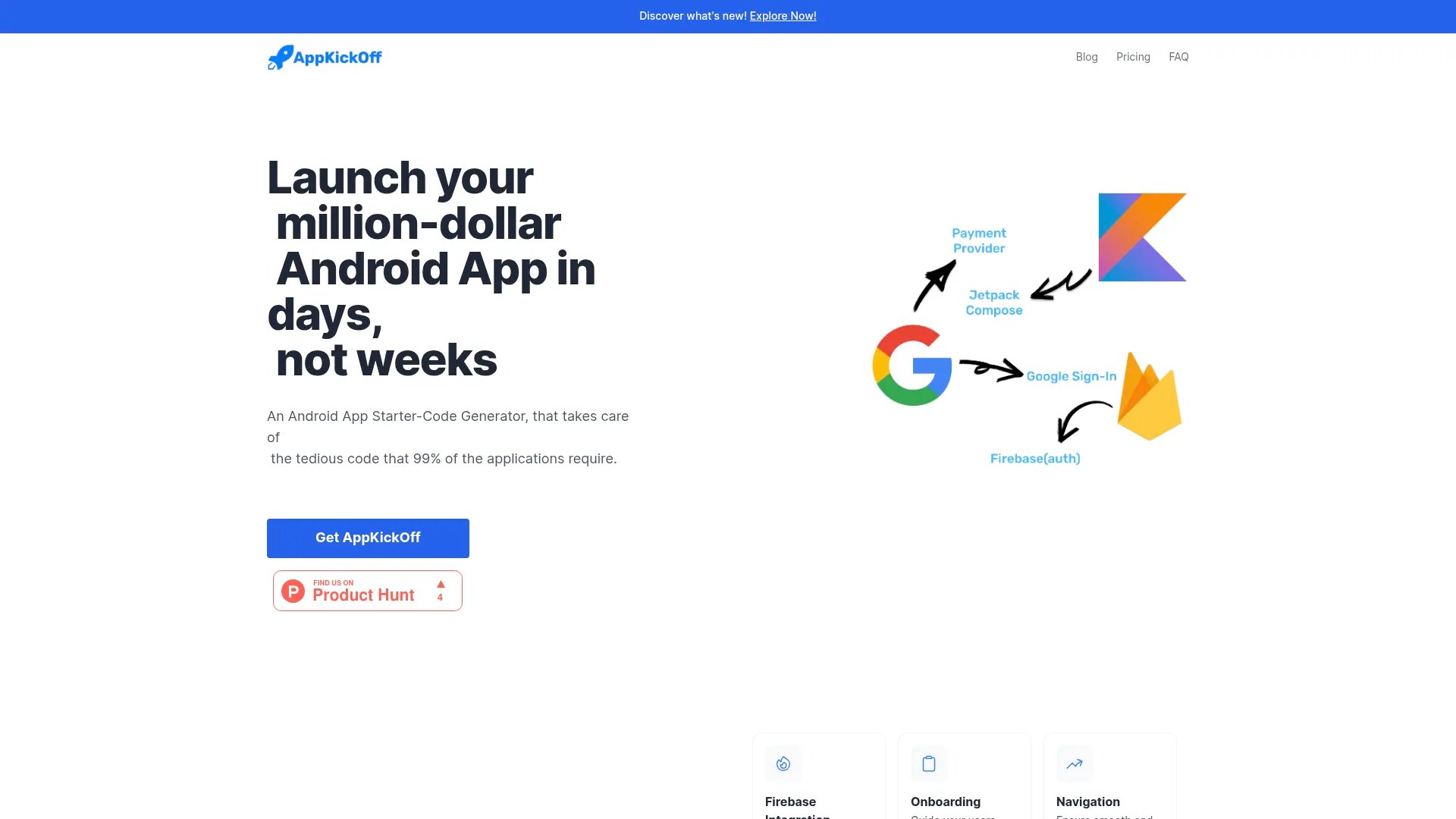 AppKickOff homepage screenshot