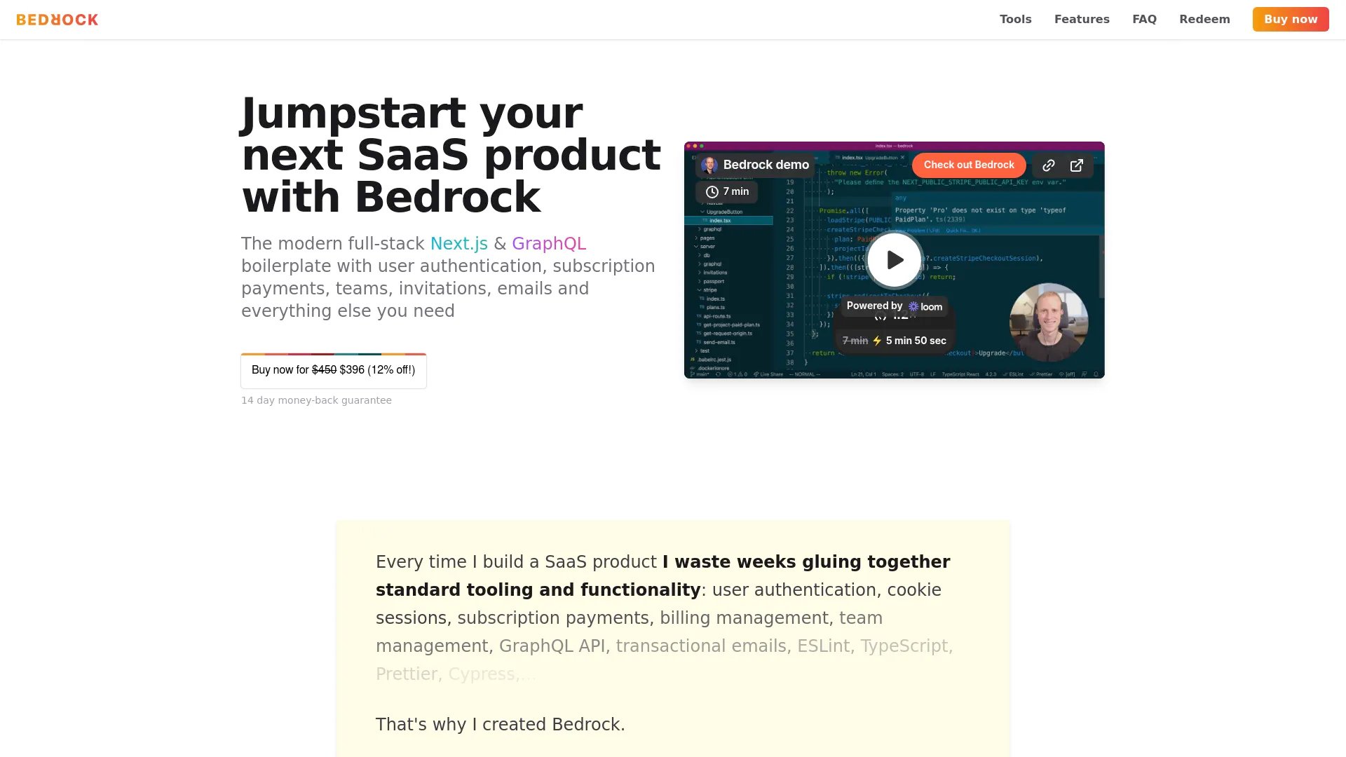 Bedrock homepage screenshot