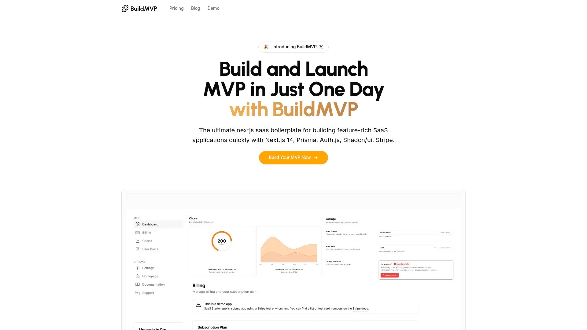BuildMVP homepage screenshot
