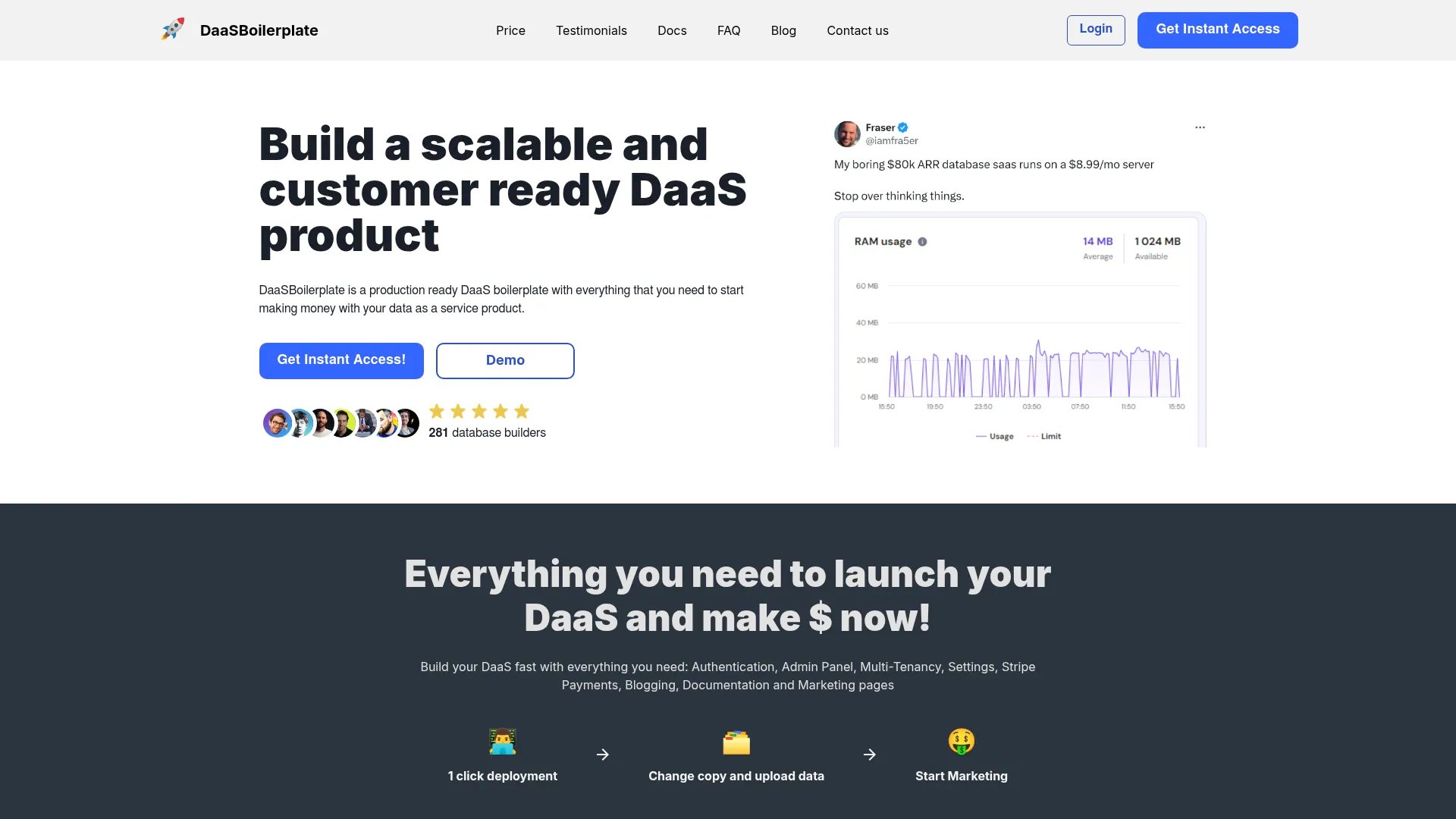 DaaSBoilerplate homepage screenshot
