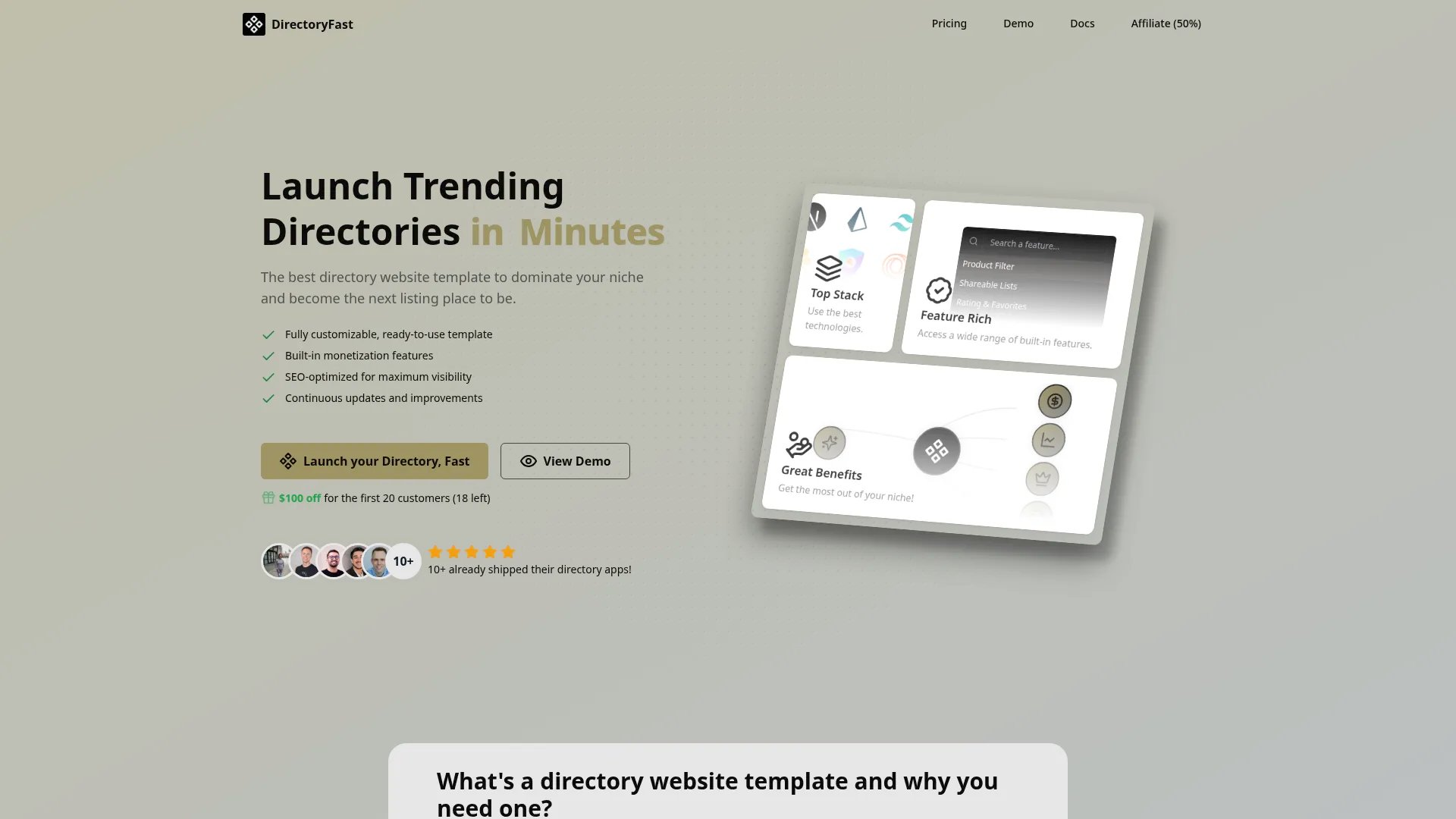 DirectoryFast homepage screenshot