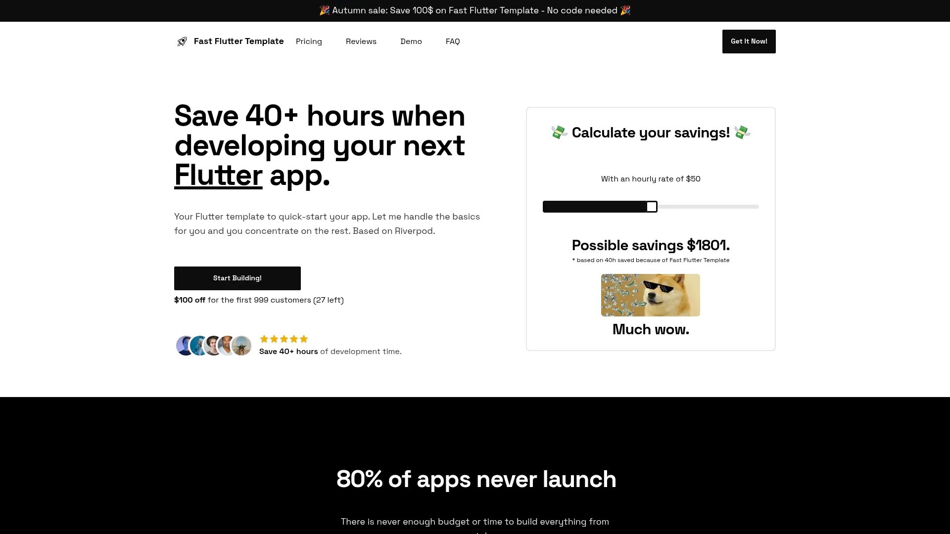 Fast Flutter Template homepage screenshot