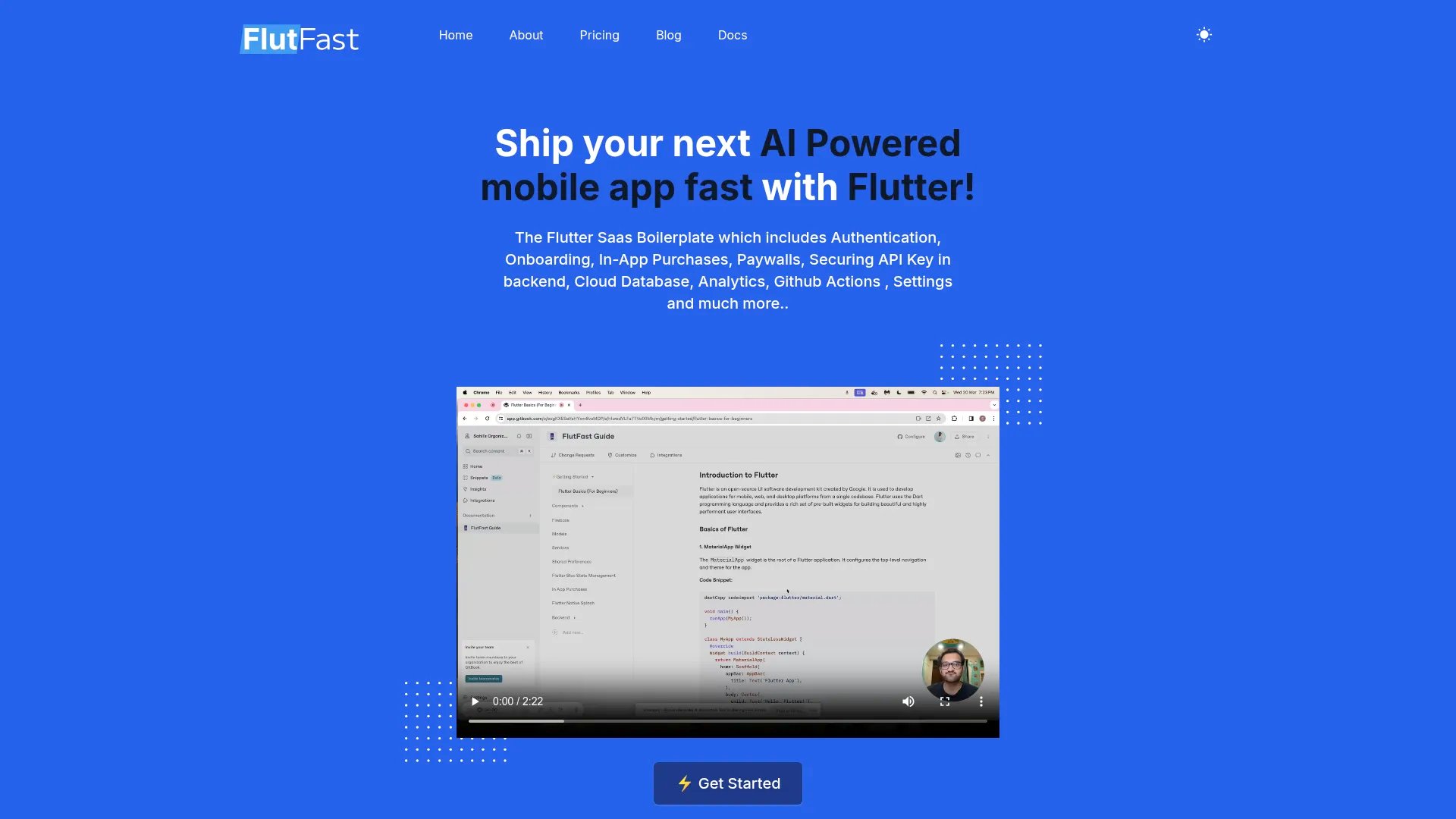 FlutFast homepage screenshot