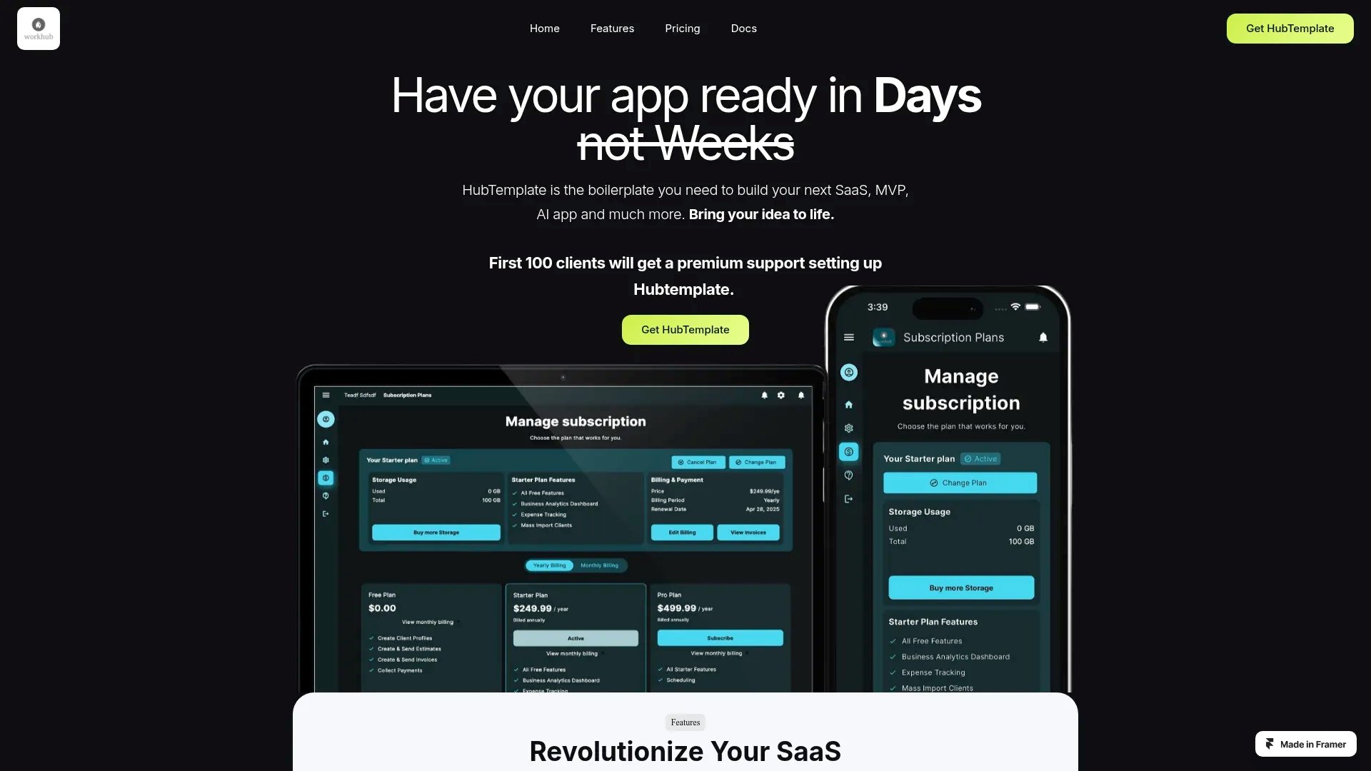 HubTemplate homepage screenshot