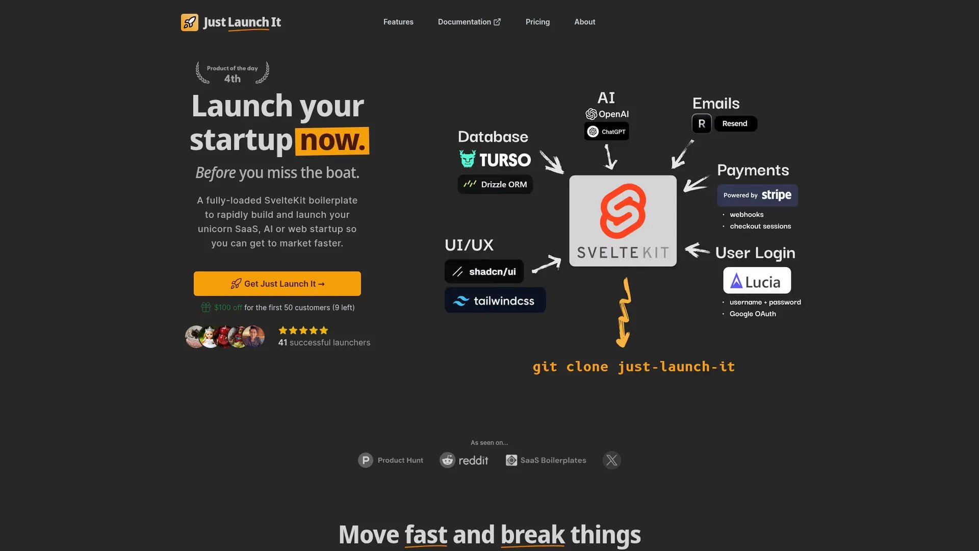 Just Launch It homepage screenshot