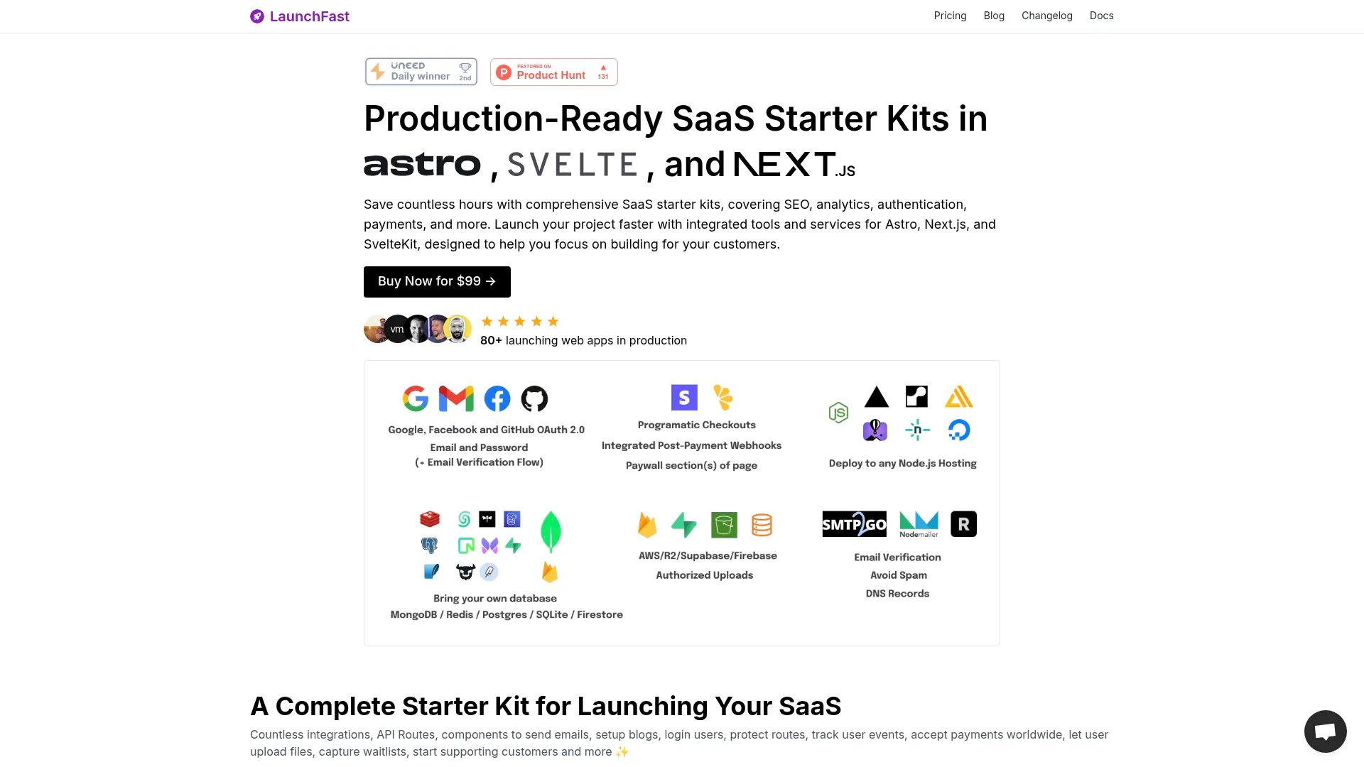 LaunchFast homepage screenshot
