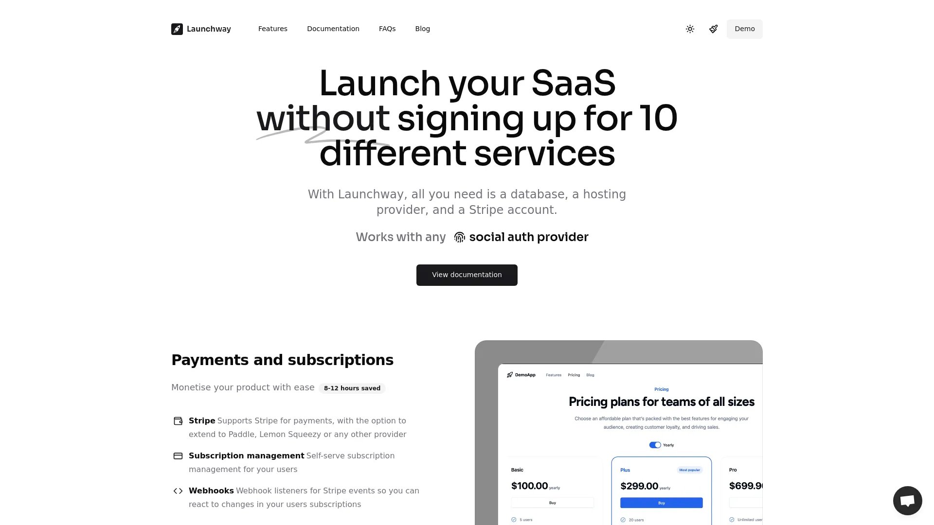 Launchway homepage screenshot