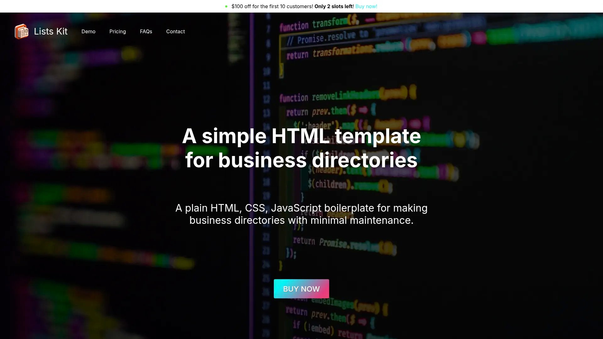Lists Kit homepage screenshot