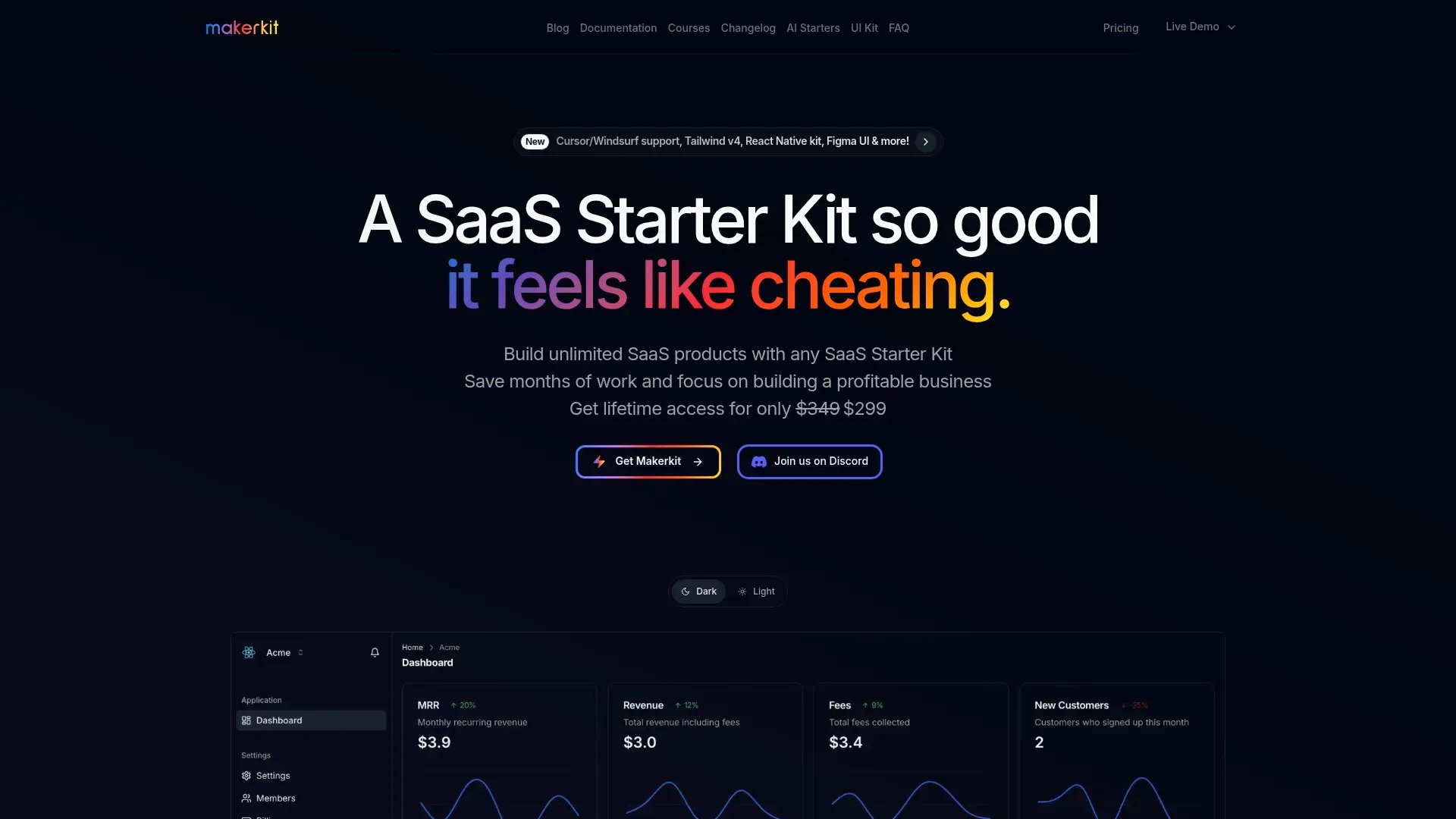 Makerkit homepage screenshot