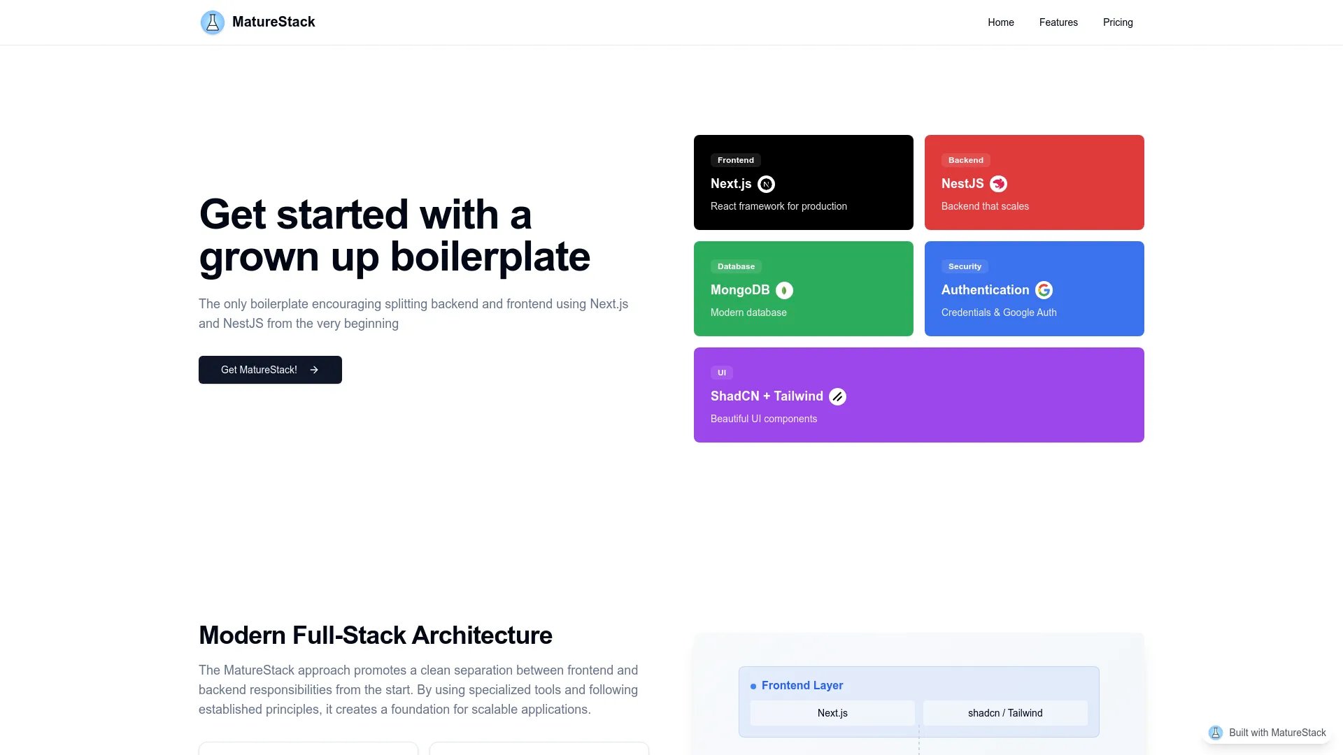 MatureStack homepage screenshot