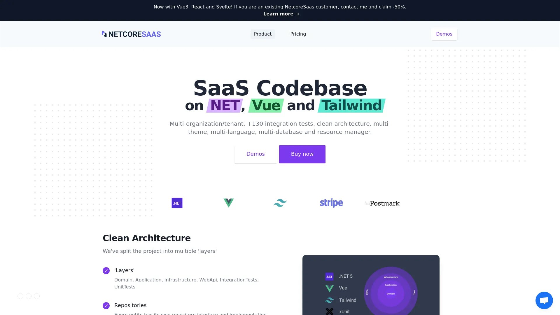 NetCoreSaaS homepage screenshot