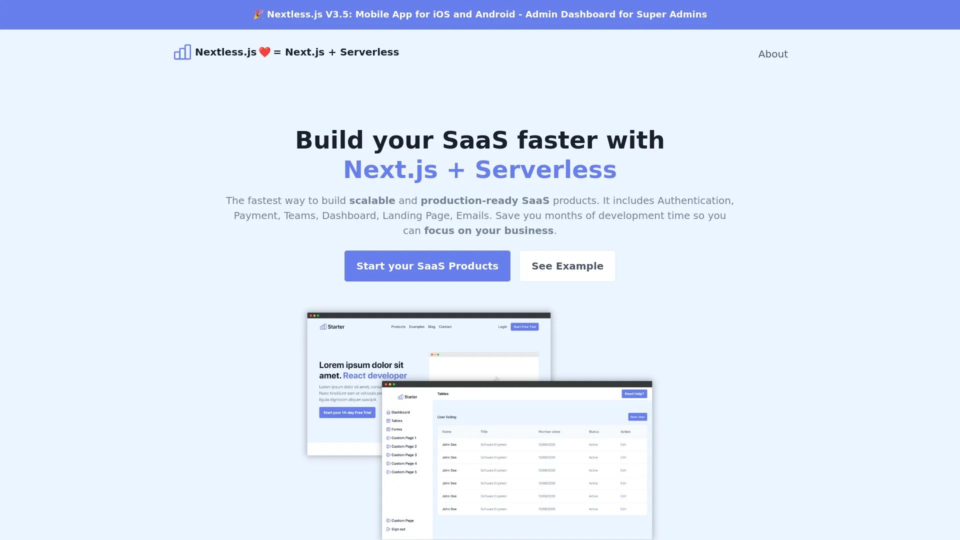Nextless.js homepage screenshot