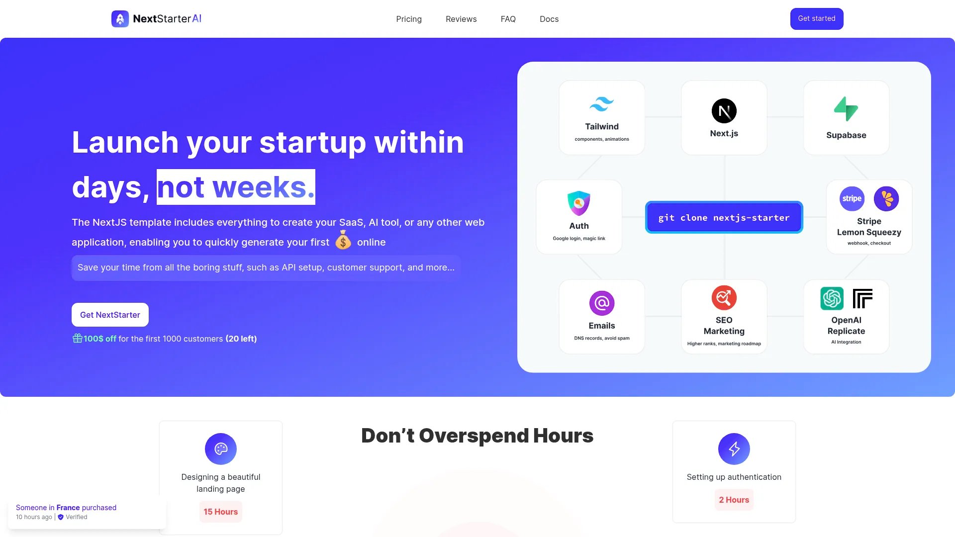 NextStarter AI homepage screenshot