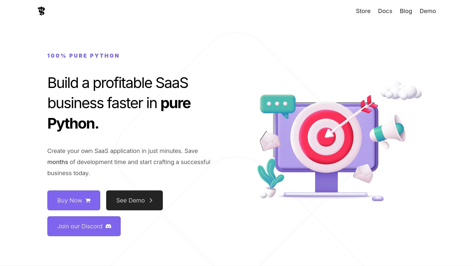 PySaaS homepage screenshot