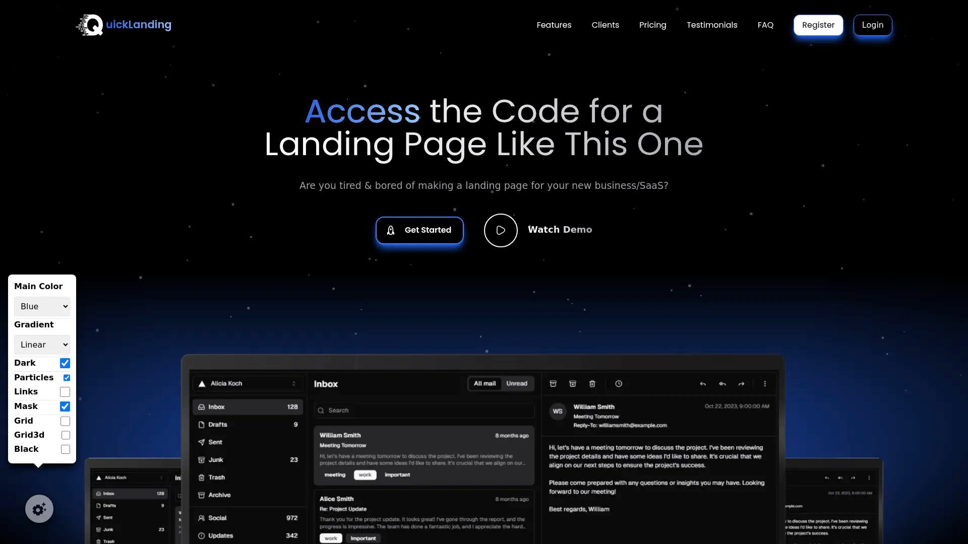 QuickLanding homepage screenshot