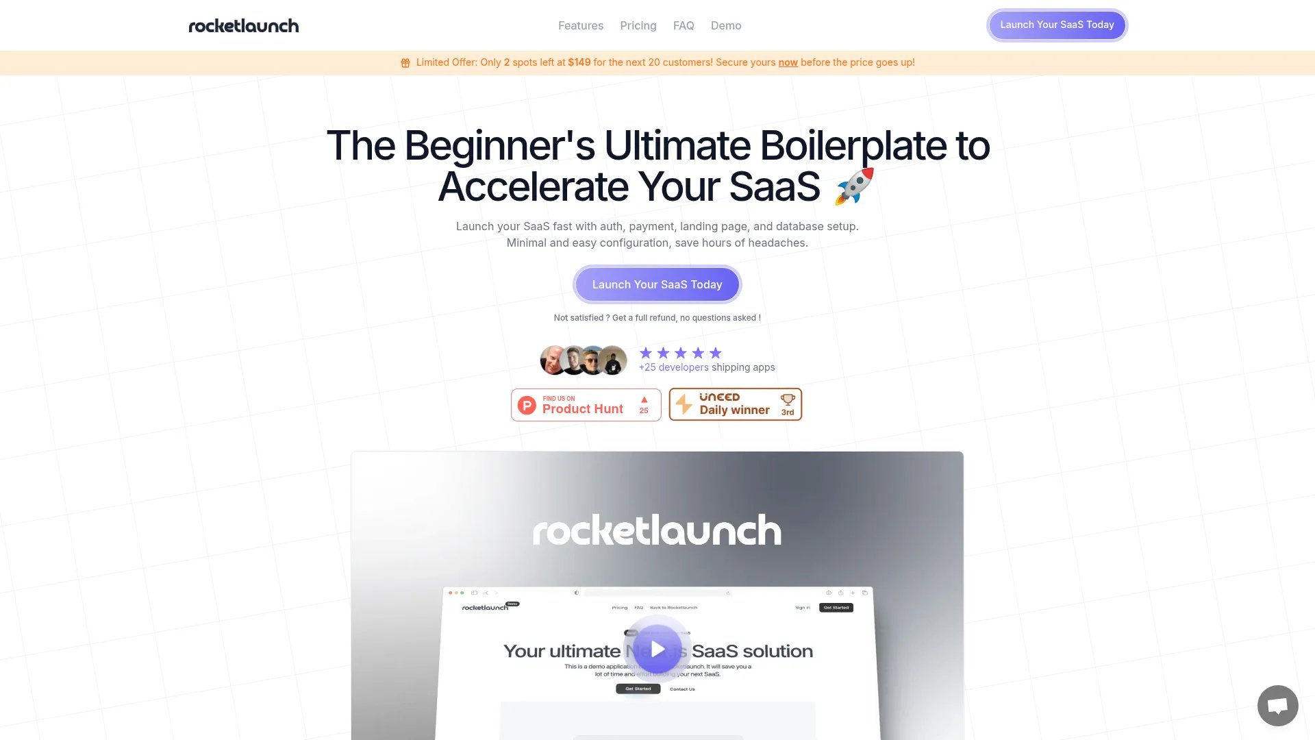 Rocketlaunch homepage screenshot