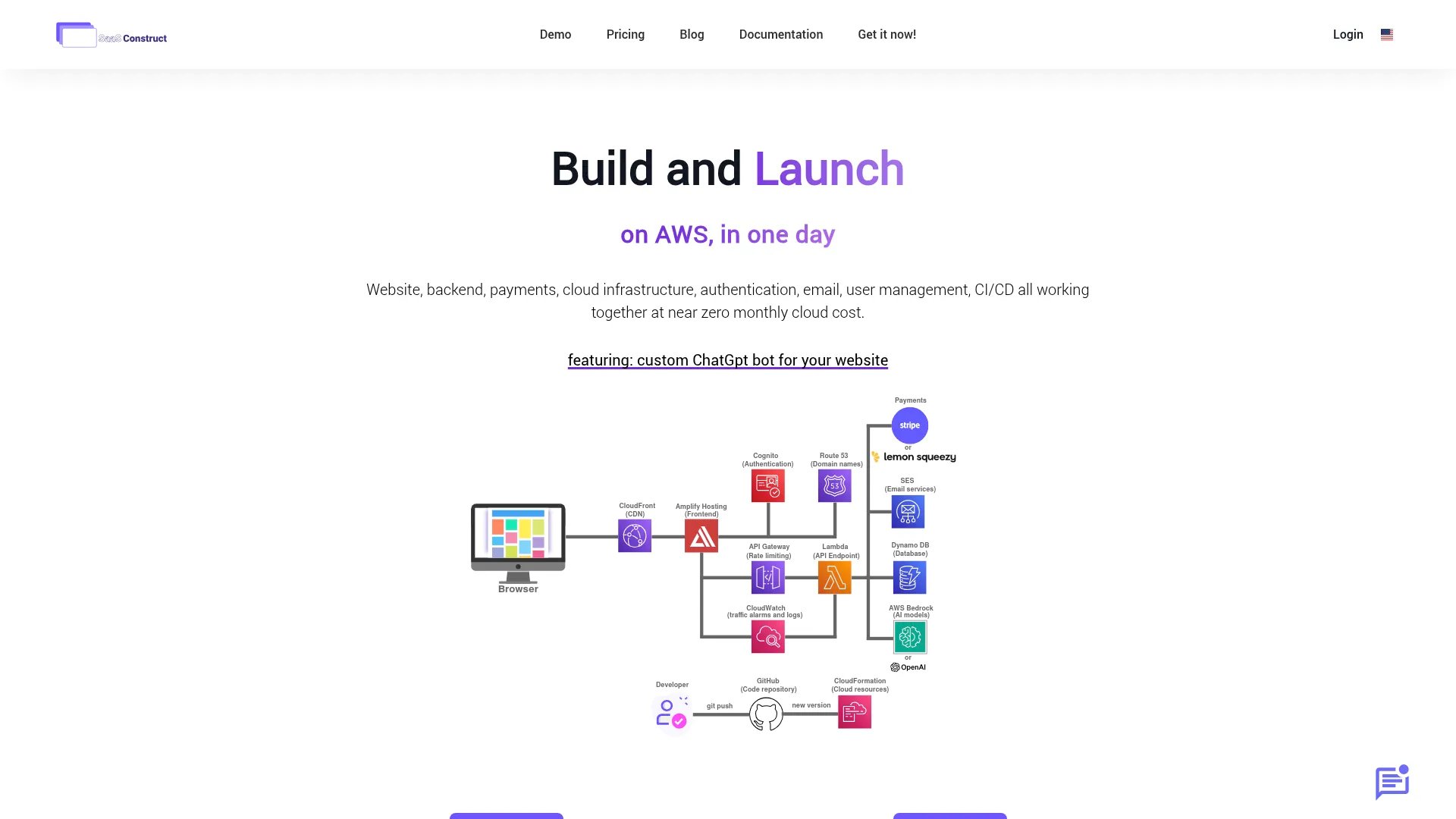SaaSConstruct homepage screenshot