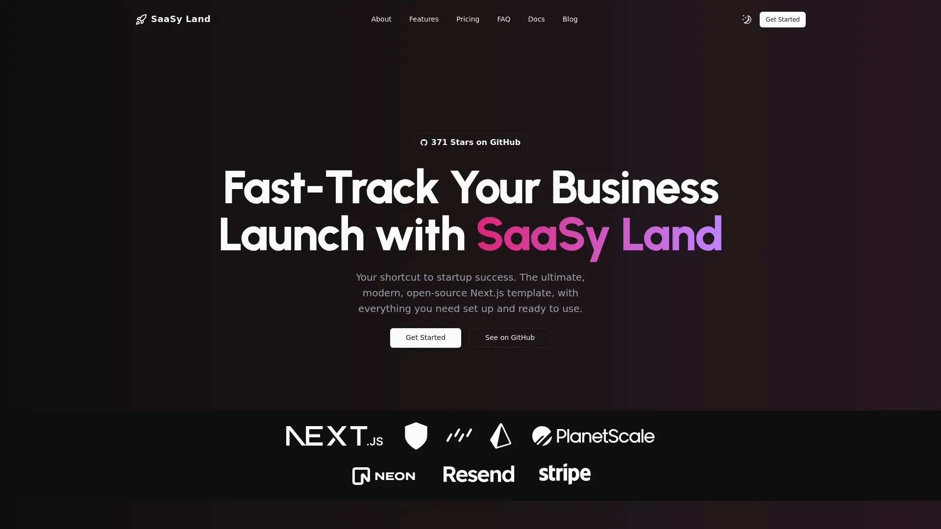 SaaSy Land homepage screenshot