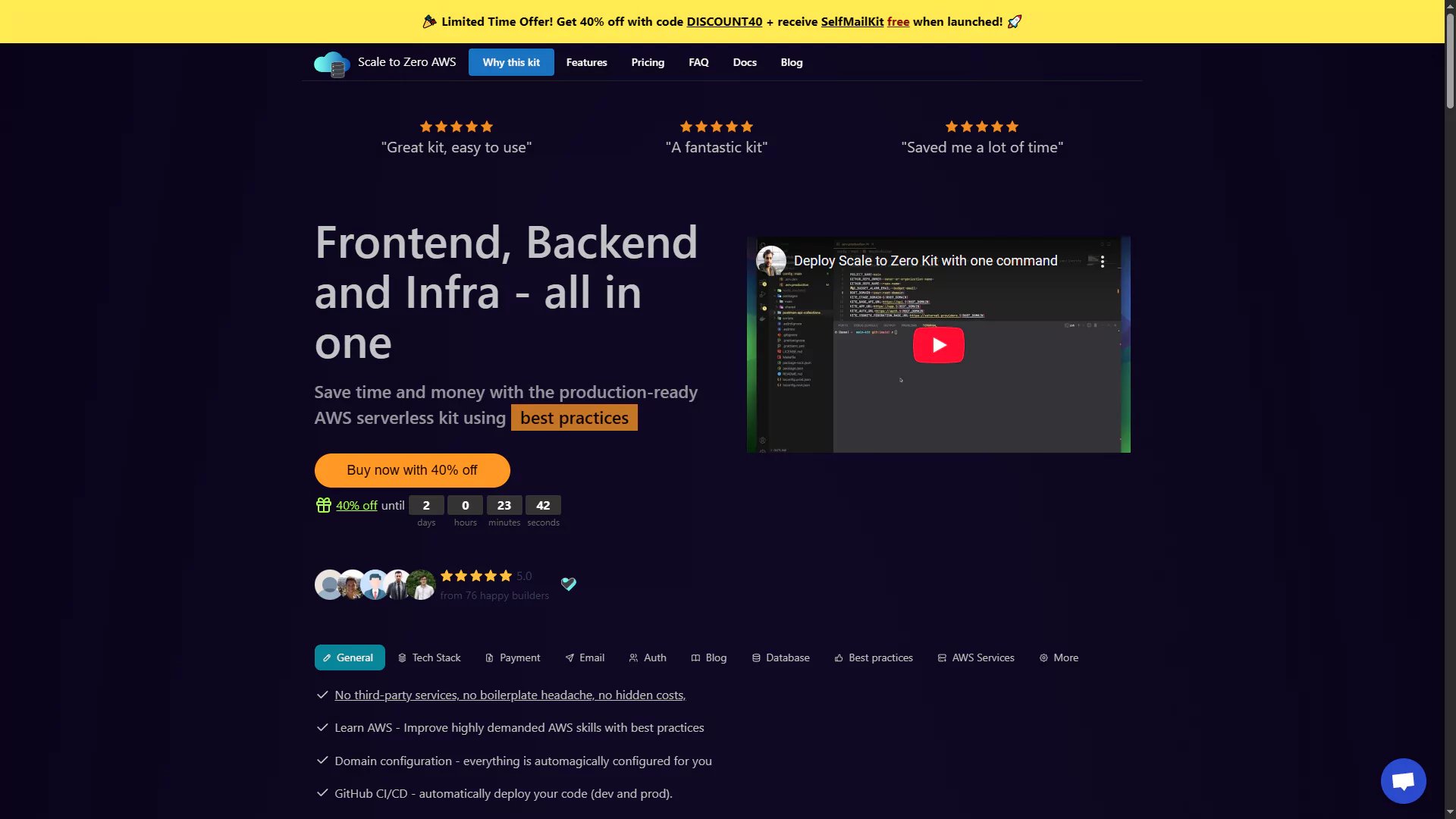 Scale to Zero AWS homepage screenshot