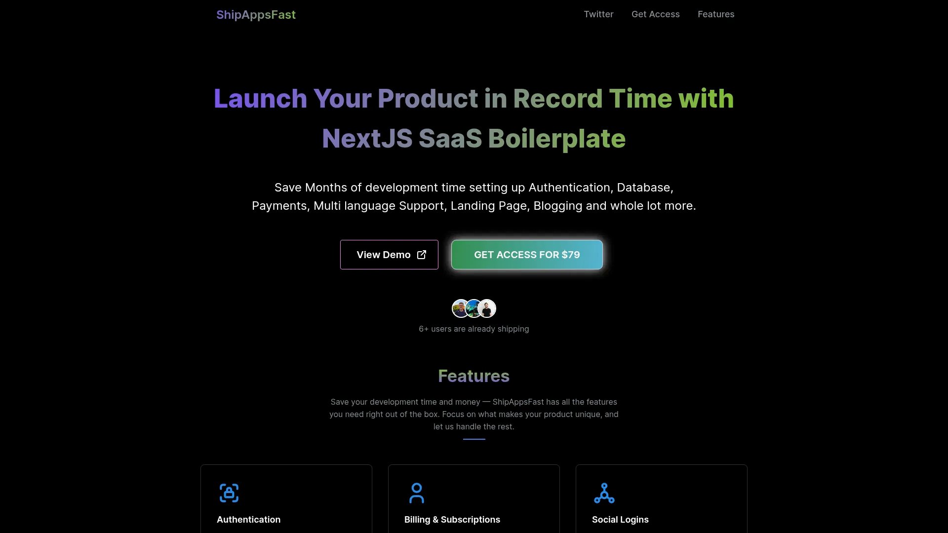 ShipAppsFast homepage screenshot