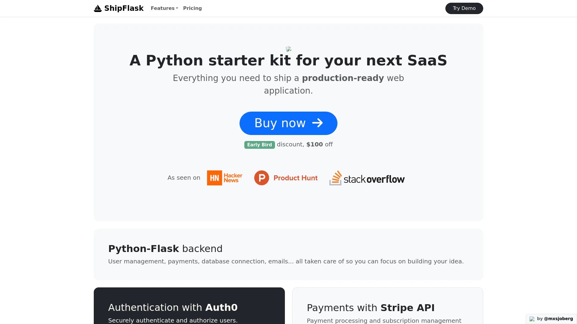 ShipFlask homepage screenshot