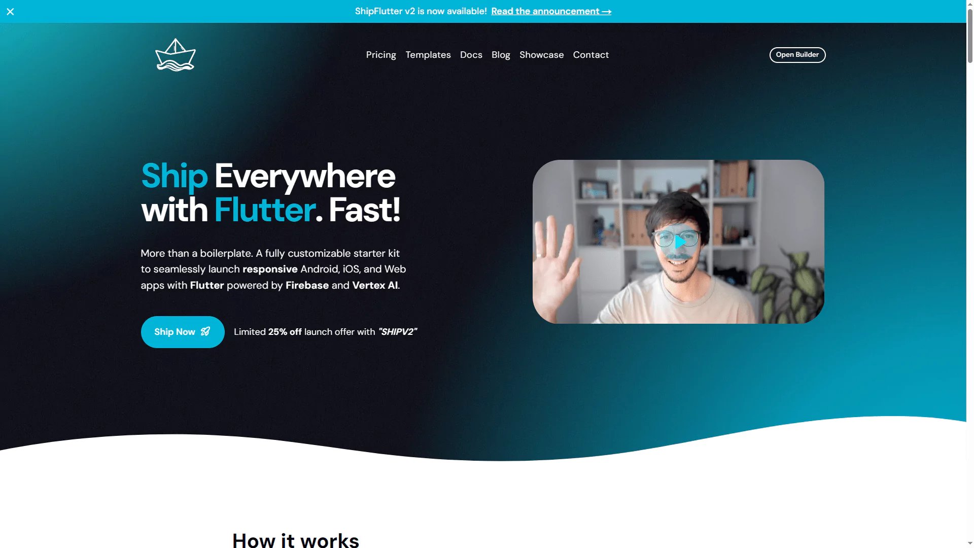 ShipFlutter homepage screenshot