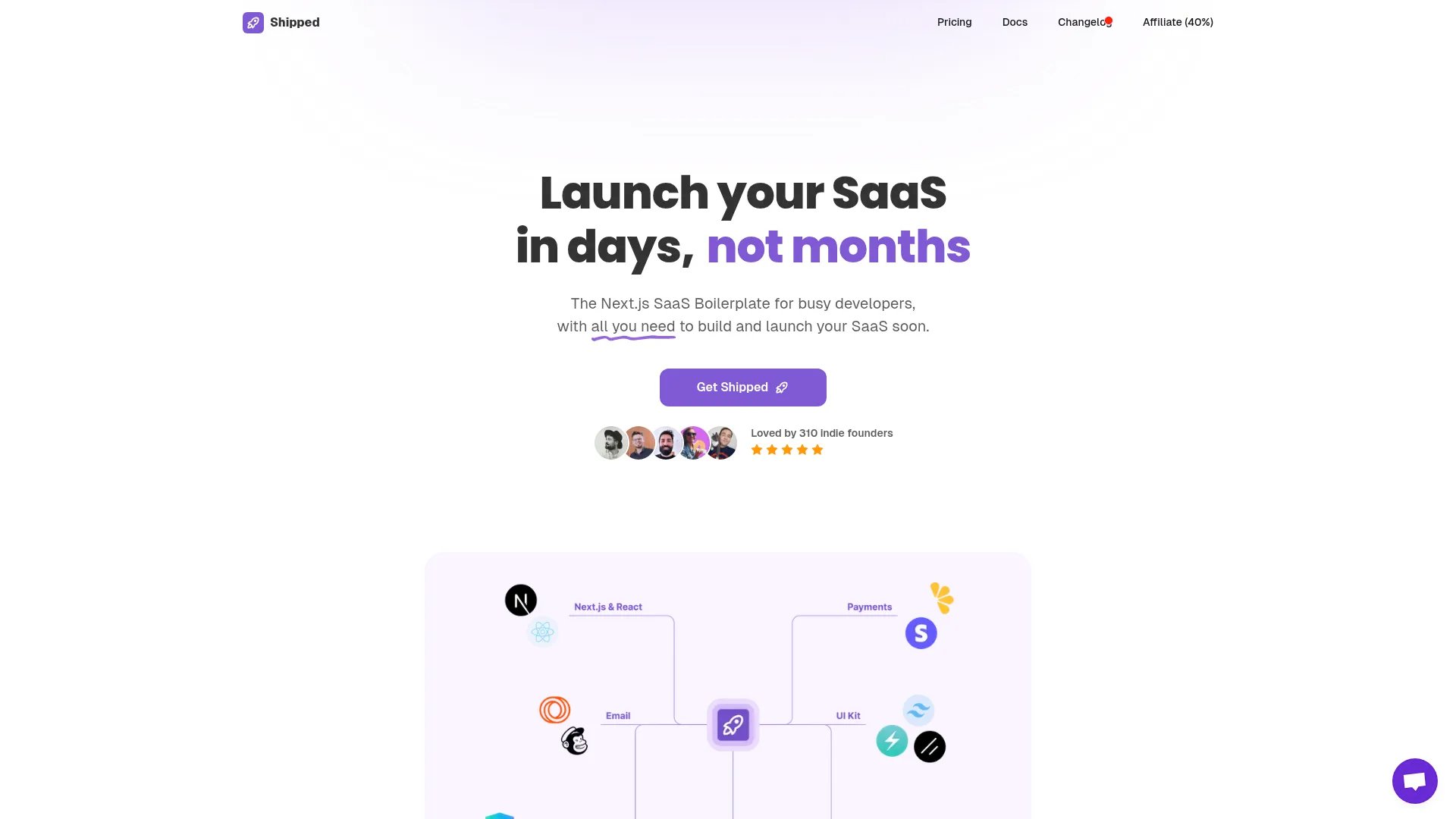Shipped homepage screenshot