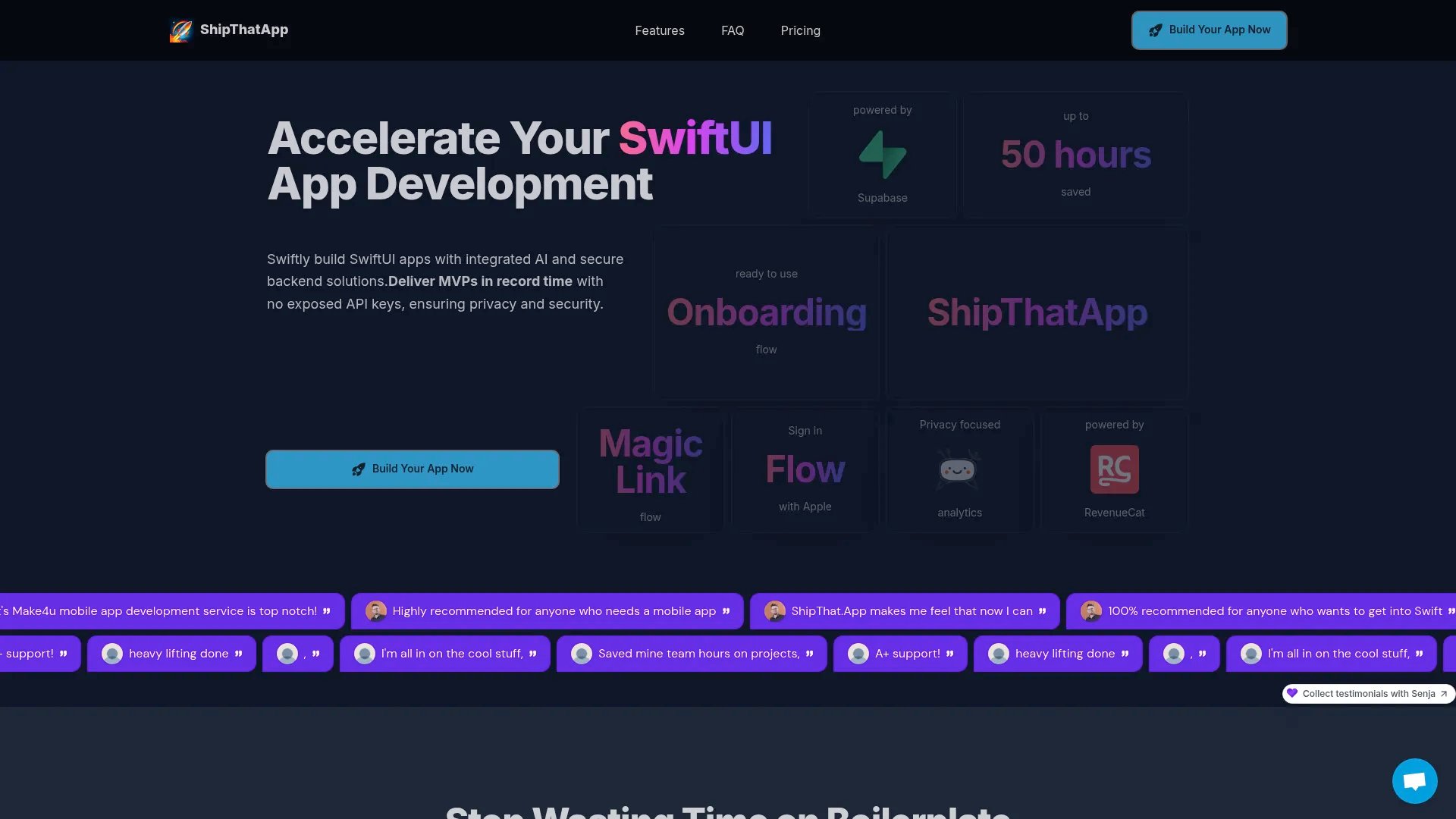 ShipThatApp homepage screenshot