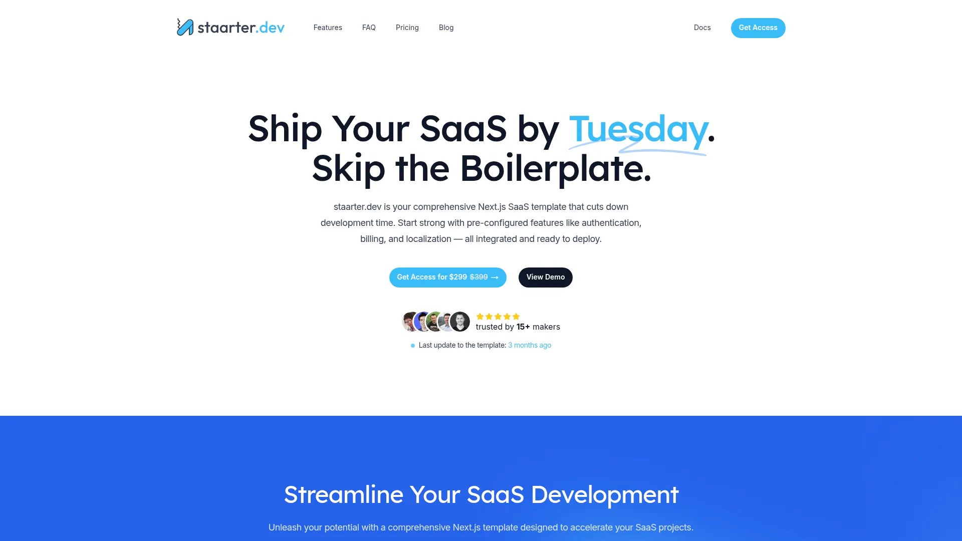 Staarter.dev homepage screenshot