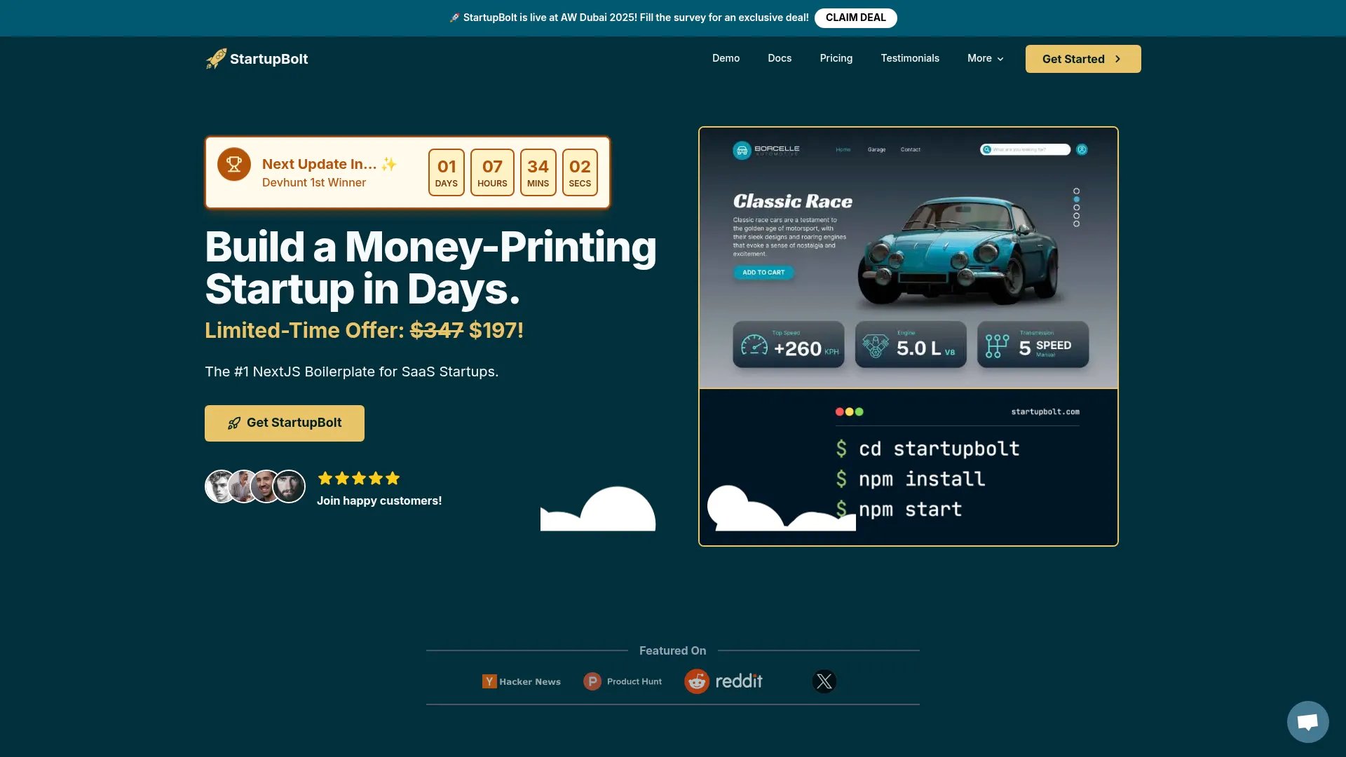 StartupBolt homepage screenshot