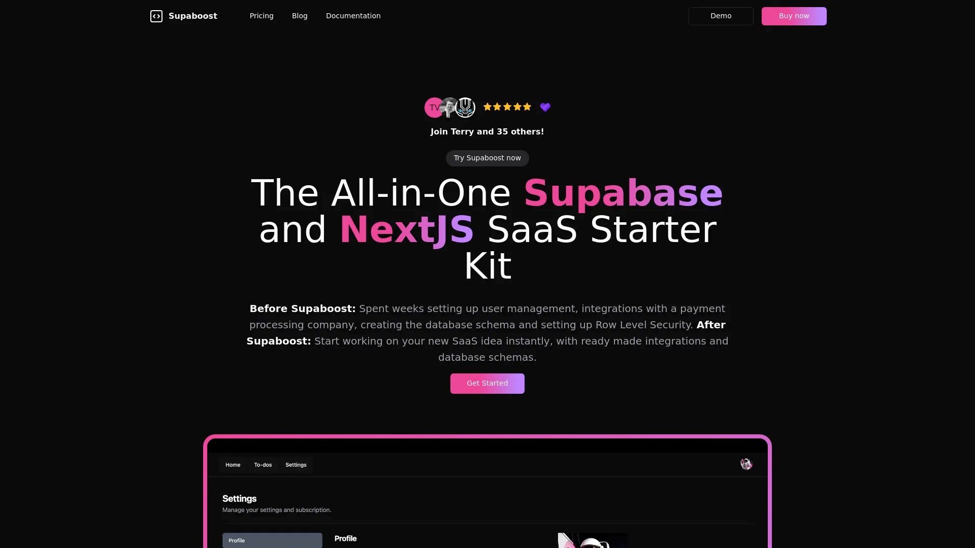 Supaboost homepage screenshot