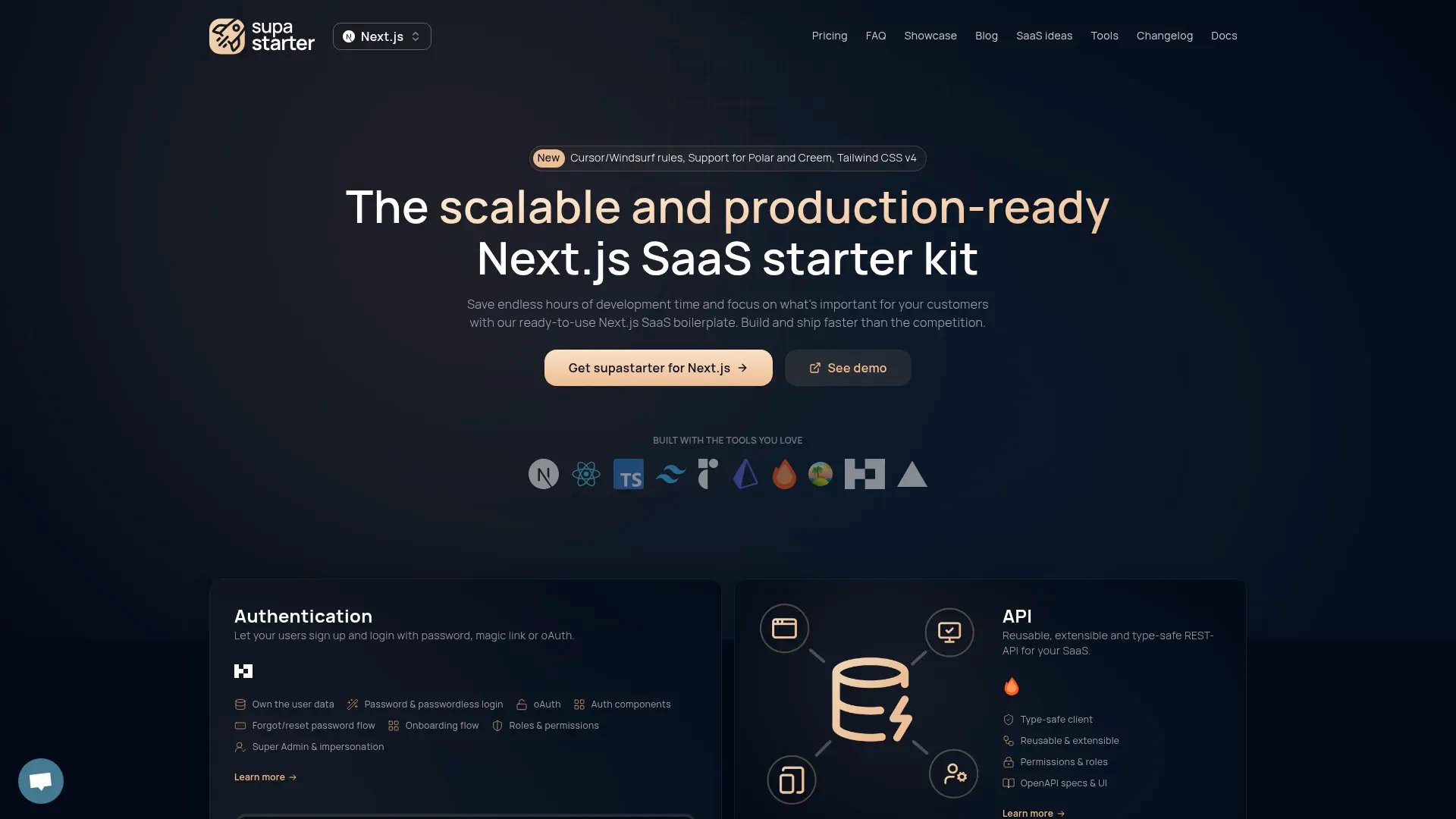 Supastarter homepage screenshot