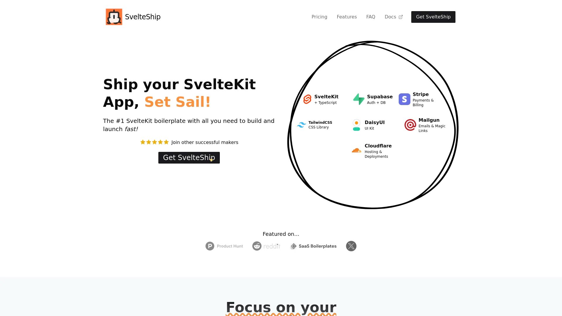 SvelteShip homepage screenshot