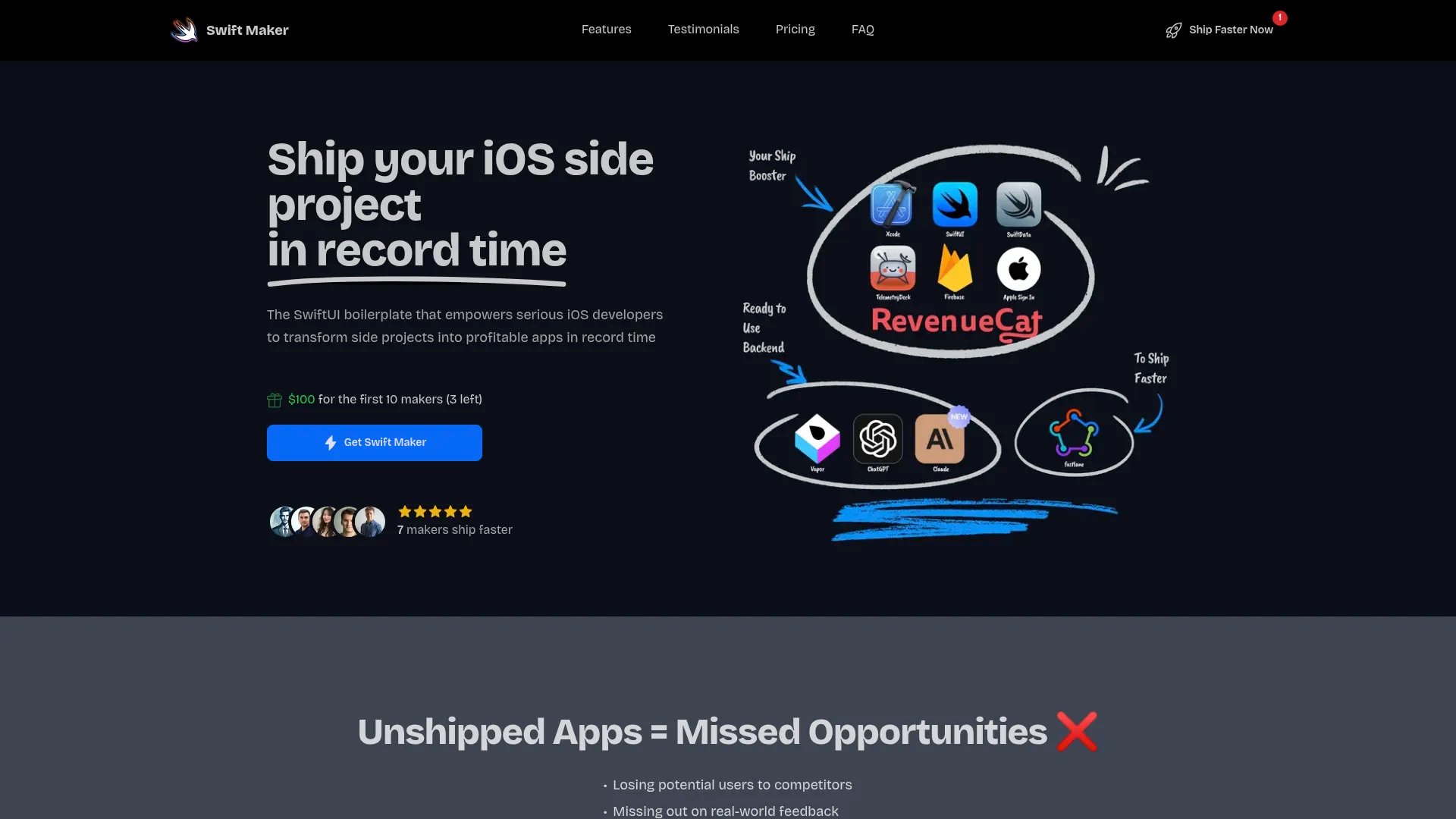 Swift Maker homepage screenshot