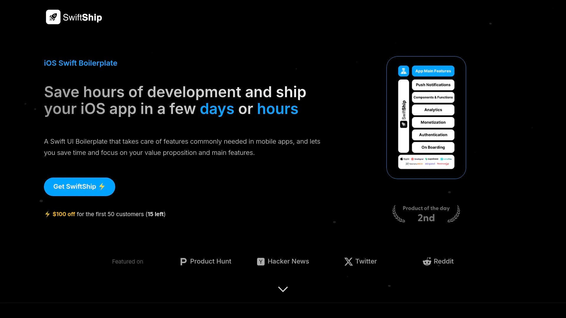 SwiftShip homepage screenshot