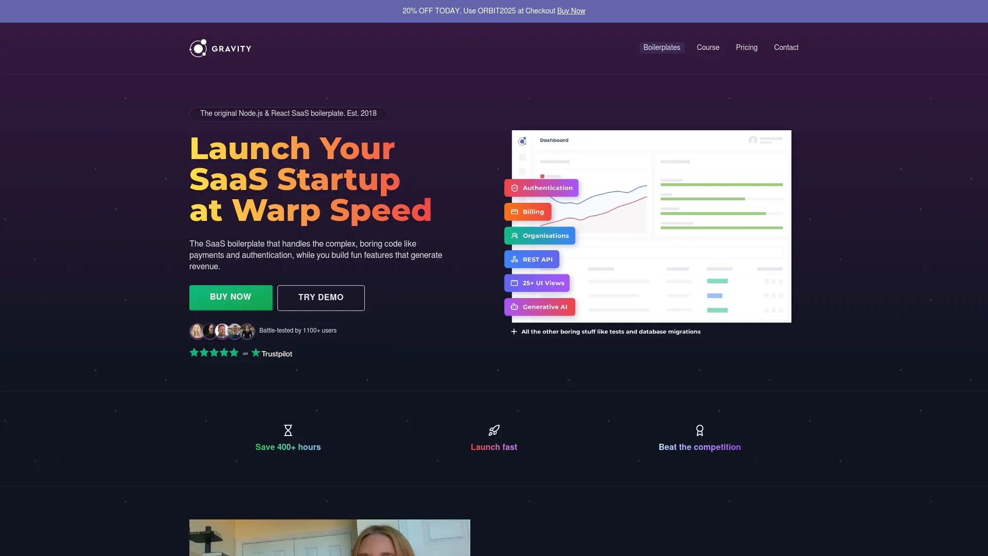Gravity homepage screenshot