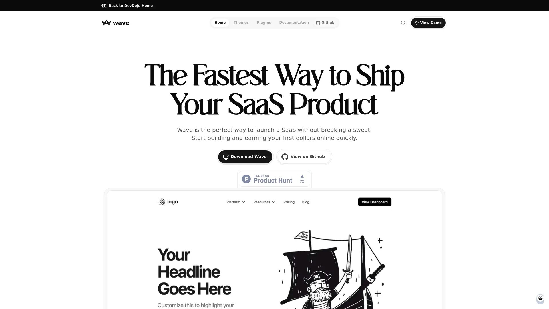 Wave homepage screenshot